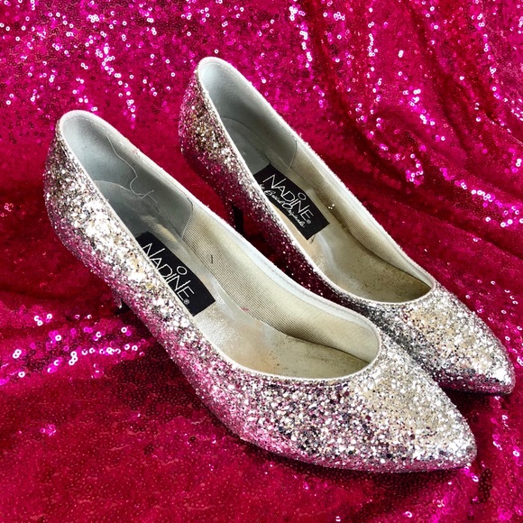 Vintage Shoes - 🤖 VINTAGE Silver Glitter Pump Heels